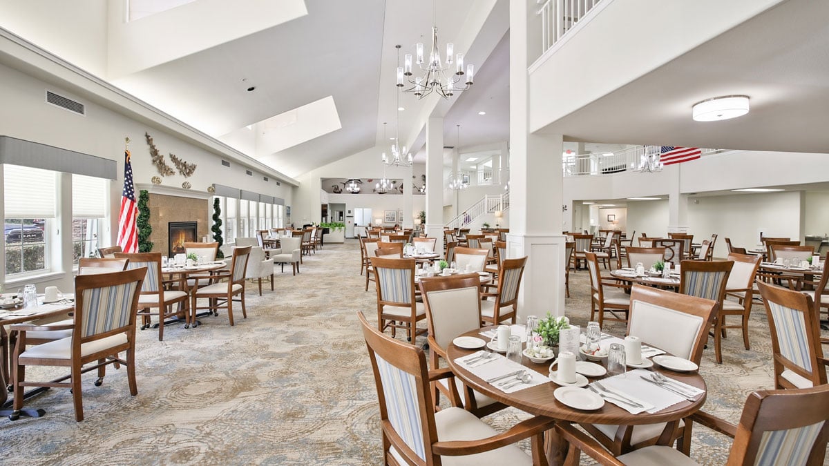 The dining room at Salishan set for mealtime